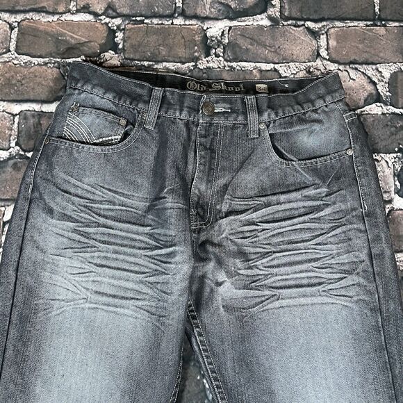 Vintage Old Skool Jeans Mens 34x32 Gray Wide Leg Baggy Hip Hop Skater Y2K Pants - Picture 10 of 16
